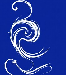 Obraz premium Abstract swirling white design on a deep blue background, whirlpool, dynamic