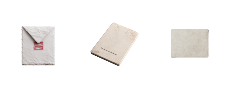 Vintage paper objects set featuring envelopes 3d