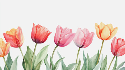 watercolor botanical Tulip flowers texture template background.Elegant wedding invitation card background . Minimal hand painted Design for wedding or Valentine's Day