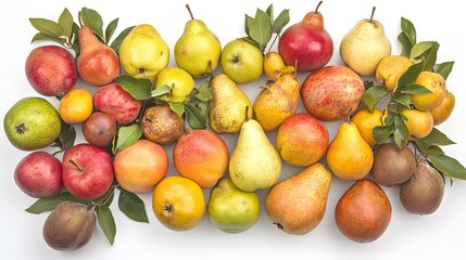 Colorful Pears and Apples Harvest.