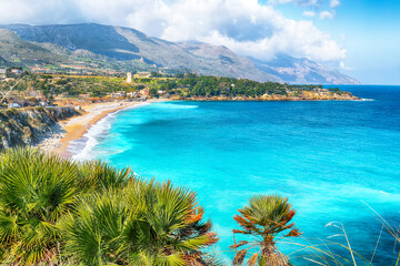 Spectacular seascape of Guidaloca Beach near Castellammare del Golfo.