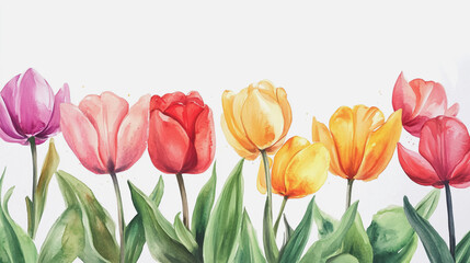 Obraz premium watercolor botanical Tulip flowers texture template background.Elegant wedding invitation card background . Minimal hand painted Design for wedding or Valentine's Day