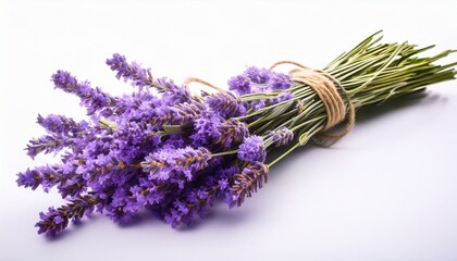Fresh Lavender flowers bundle on a white