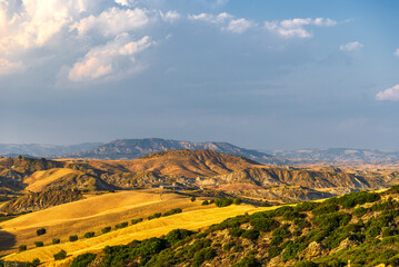 Naklejka premium rural countryside landscape during a sunny summer day inside Val d'Agri, Basilicata
