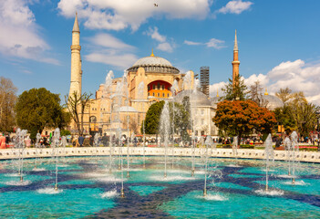 Naklejka premium Hagia Sophia Grand Mosque on Sultanahmet square, Istanbul, Turkey