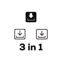 Minimalist Download Icons Set - 3 in 1 Vector Collection