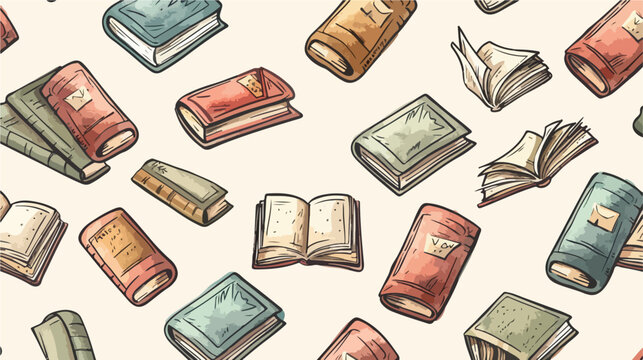 Professional Hand-Drawn Book Pattern Vector Illustration