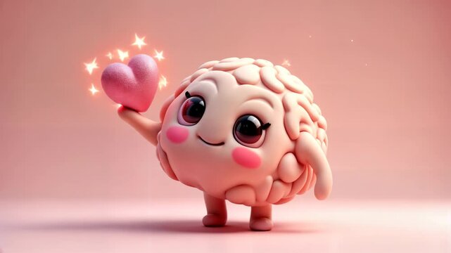 Oxytocin and Self-Love &ndash; Cute Brain Holding Heart Animation