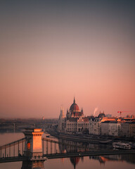 Fototapeta premium The Hungarian Parliament in sunrise