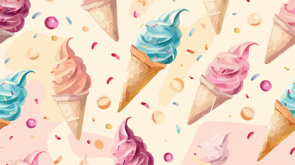 Professional pastel color ice cream seamless pattern vector illustration