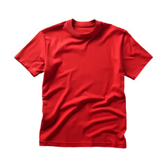 Red plain t-shirt isolated on transparent background