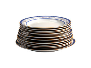 Stack of dishes isolated on transparent background