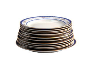 Stack of dishes isolated on transparent background