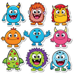 Fototapeta premium Cute Cartoon Monster Stickers