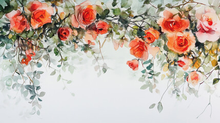 watercolor botanical flowers texture template background.Elegant wedding invitation card background . Minimal hand painted Design for wedding or Valentine's Day