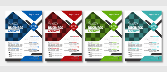 Modern Multipurpose Business Flyer Bundle – Creative Corporate A4 Flyer Templates with Geometric Shapes – Editable Vector Layout for Brochure, Poster, and Advertising.