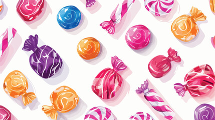 Colorful chewing candies on clean white background - Vector illustration
