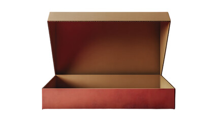 Empty Red and Brown Cardboard Box with Open Lid for Packaging and Storage Solutions