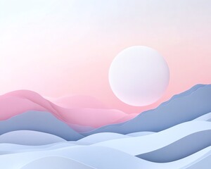Fototapeta premium Aesthetic moon background, pastel landscape design