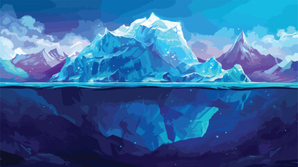 Professional Vector Illustration of Underwater Arctic Iceberg View