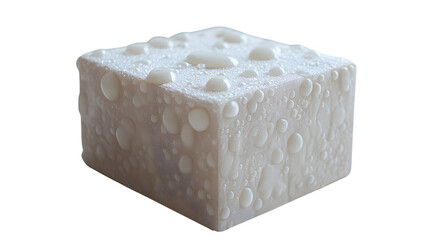Foamy Cube with Bubbles A Detailed 3D Render of a Textured White BubbleCovered Block for De