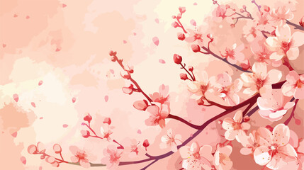 Professional Blooming Cherry Blossom Tree Branch Background Vector Illustration