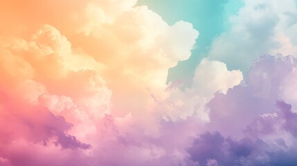 Fototapeta premium Pastel cloudscape dreamy sky soft colorful background art airy calm pink blue light white image