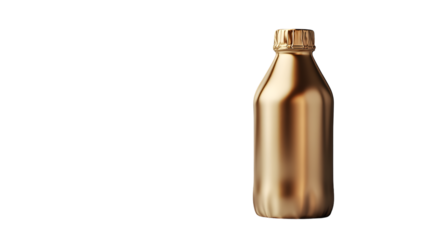 Golden Bottle with Metallic Finish on Black Background Luxury Minimalist Design for Beverage
