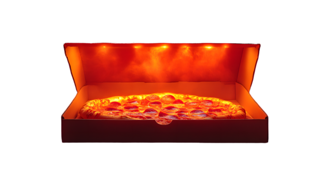 Glowing Pizza in a Box A Fiery Delight for Food Enthusiasts and Designers