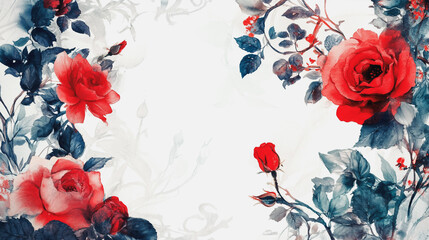 watercolor botanical flowers texture template background.Elegant wedding invitation card background . Minimal hand painted Design for wedding or Valentine's Day