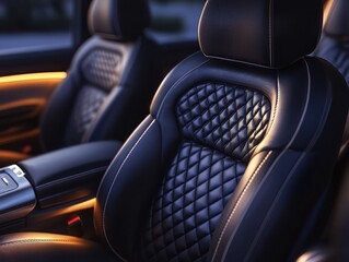 Luxury car interior leather seats
