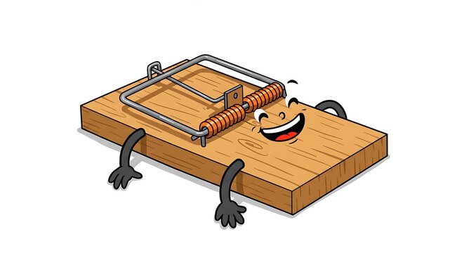 recommend clip art: Happy Cartoon Mousetrap with Arms Isolated on White