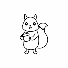Naklejka premium squirrel holding an acorn and wearing a backpack