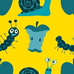 Kids seamless caterpillar cute pattern for fabrics and textiles and packaging and linens and wrapping paper