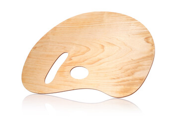 Empty wooden artist's palette isolated on white