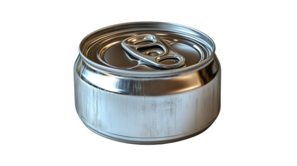 Metallic Beverage Can with Pull Tab Shiny Reflective Surface for Product Photography and Desi