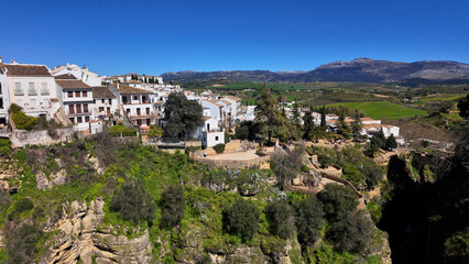 Fototapeta premium Ronda, Spain, panoramic view of the city with mountains in the background