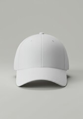 Fototapeta premium minimalistic white baseball cap on light background showcasing simplicity in design. ideal for branding, fashion, and promotional themes. perfect for customizable merchandise presentations