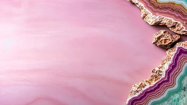Beautiful pink agate stone background showcasing natural patterns and textures, ideal for design use