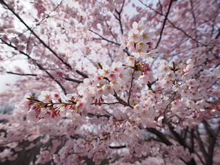 Fototapeta premium Pink Cherry Blossoms Branch Sunlight