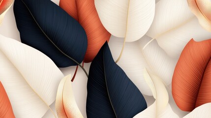 Tropical symphony: vibrant foliage, exotic bloom, bold composition, abstract pattern, vivid plant, geometric style, modern design, decorative artwork, lush illustration, striking aesthetic.