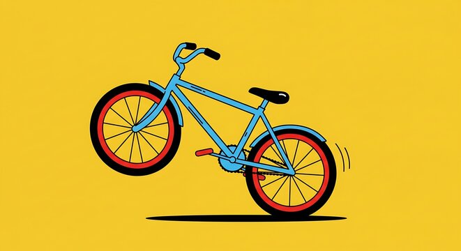 Bike Wheely Illustration on Yellow Background