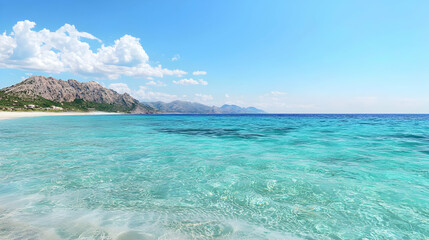 Fototapeta premium Turquoise Coastal Waters Under Sunny Sky
