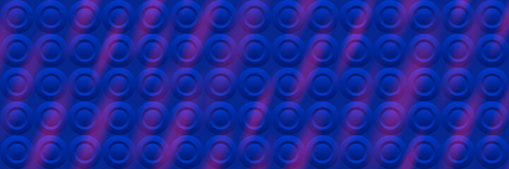 Blue banner suitable for social networks with pattern with circles. Horizontal background, headers, posters, cards, website. Vector illustration