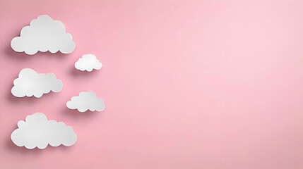 Obraz premium White Paper Clouds On Pink Background