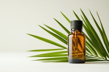 A saw palmetto oil bottle, isolated on a white background, designed to capture the clean and professional essence of health products.