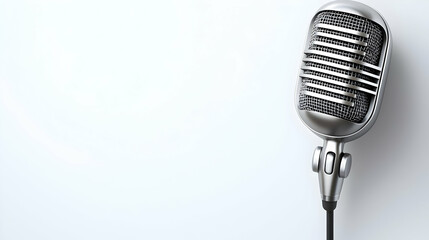Fototapeta premium Vintage Silver Microphone Against White Background