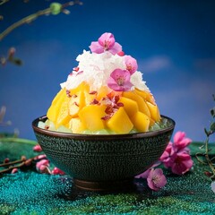 밤하늘 은하수를 담은 빙수: 빛나는 망고 큐브의 우주 미학