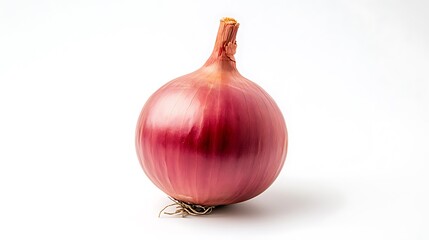 A single onion, isolated with soft lighting, presenting a natural, professional food photography look on a white background