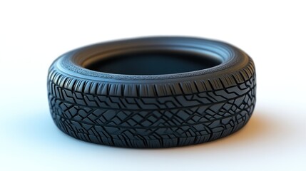 A detailed closeup of a car tire with intricate tread patterns ideal for automotive and trans